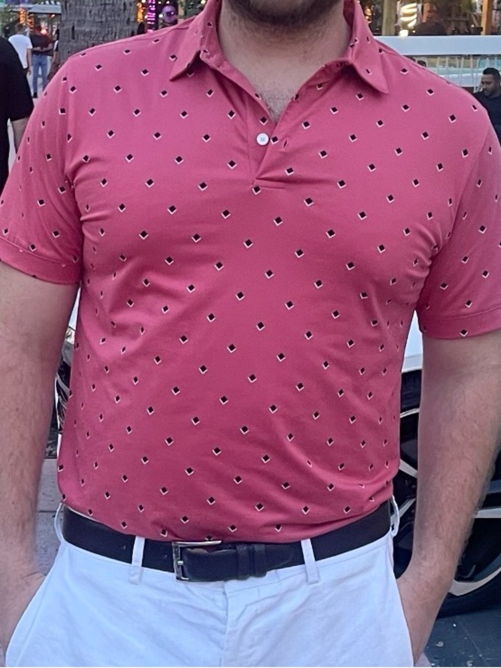 Mizzen + Main Men's Red/Pink Patterned Polo Shirt